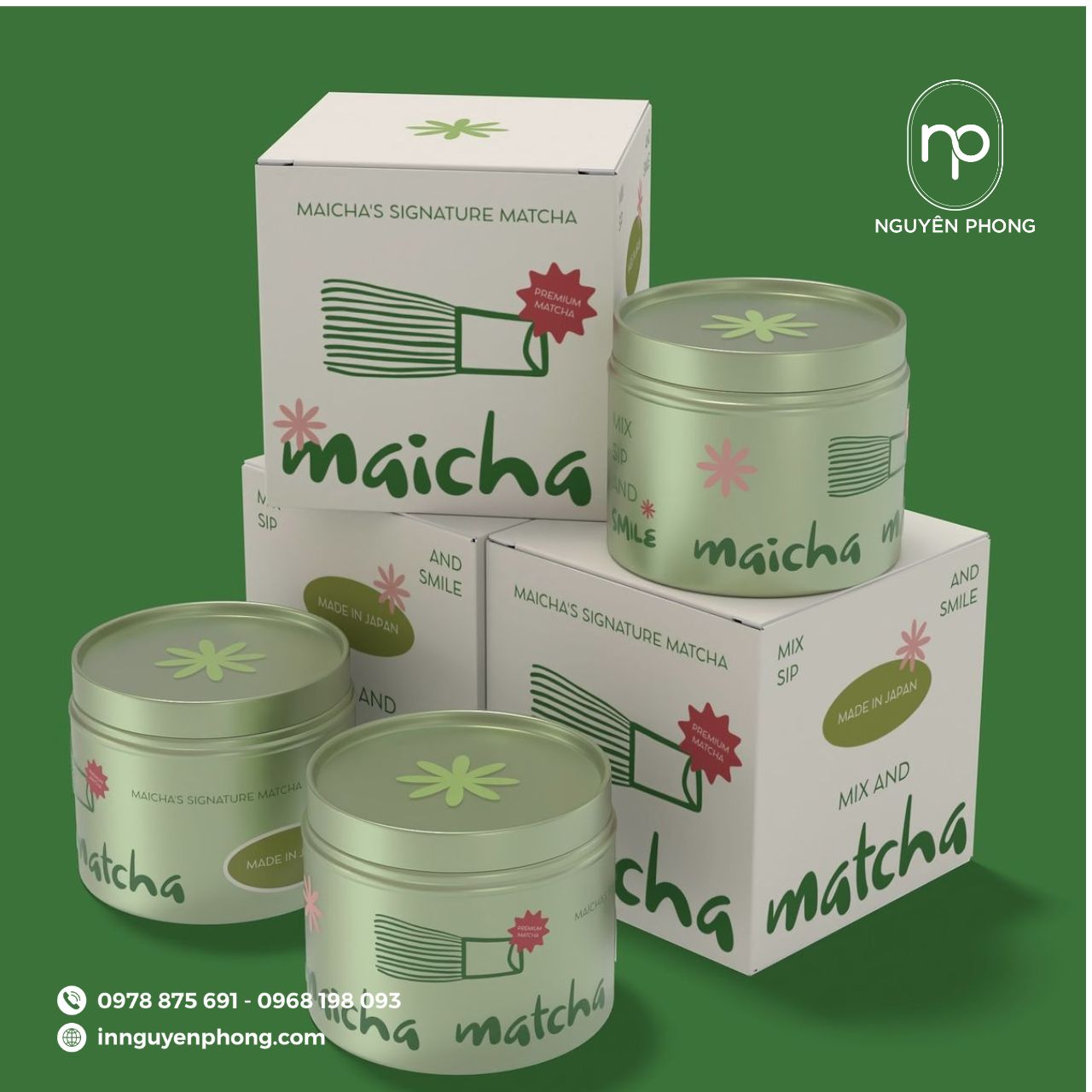 Mẫu hộp giấy cao cấp đựng matcha